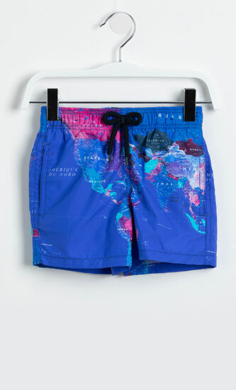 World Map Print Swim Trunks