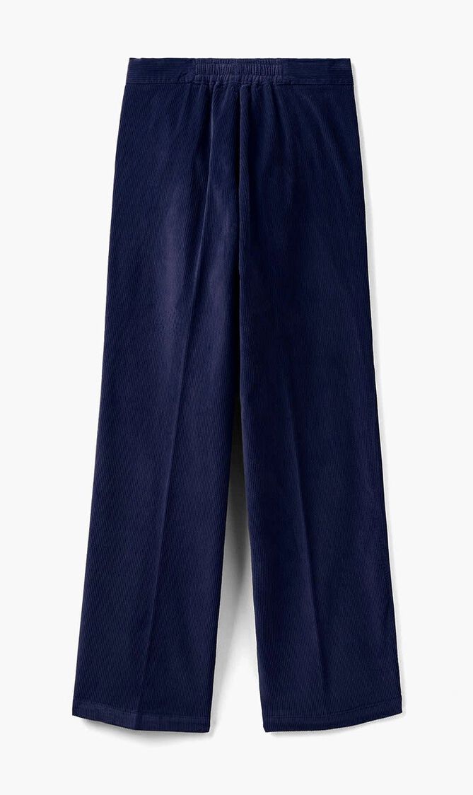 Solid Ribbed Wide Leg Pants