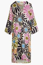 BEATRICE DRESS-MIDI KIMONO SLEEVE TUNIC DRESS, WITH DEEP V-NECK