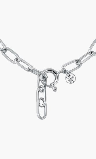 Pave Heart Paperclip Chain Bracelet Sterling