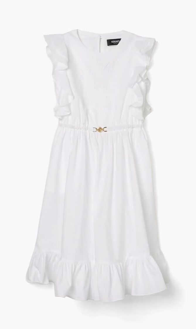 DRESS POPLIN + LOGO EST MILANO A JOUR EMBROIDERY
