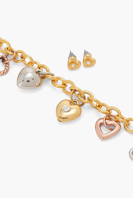 Heart Bracelet and Earrings Set