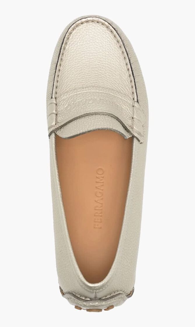 Debossed Pebbled Leather Loafers