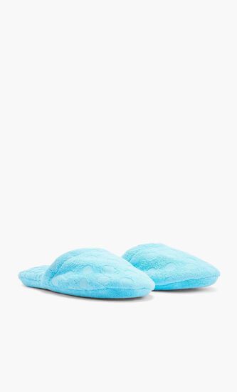 VERSACE ON REPEAT POLKA DOT SLIPPERS BLUE