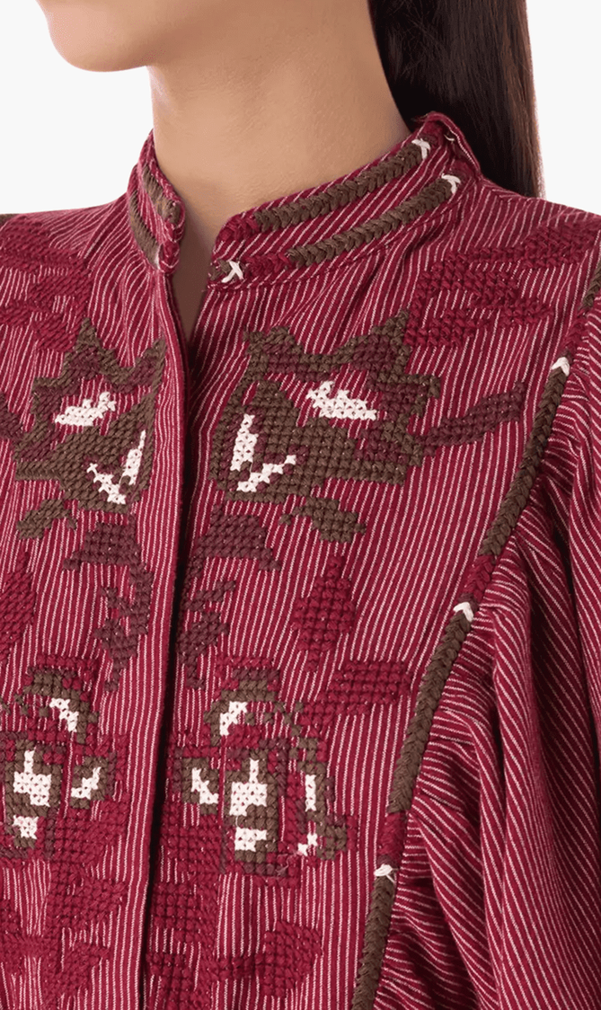 Cross Stitch Embroidered Midi Dress