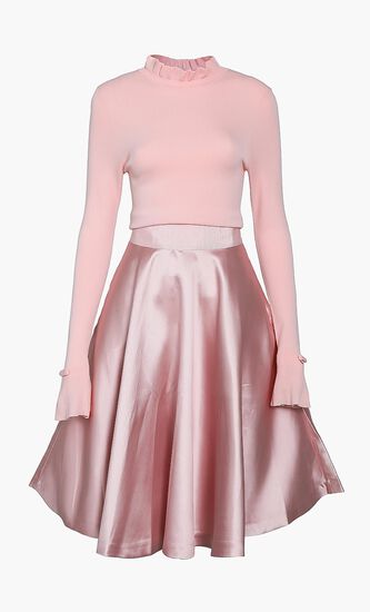 Knitted Frill Full Skirt Dress