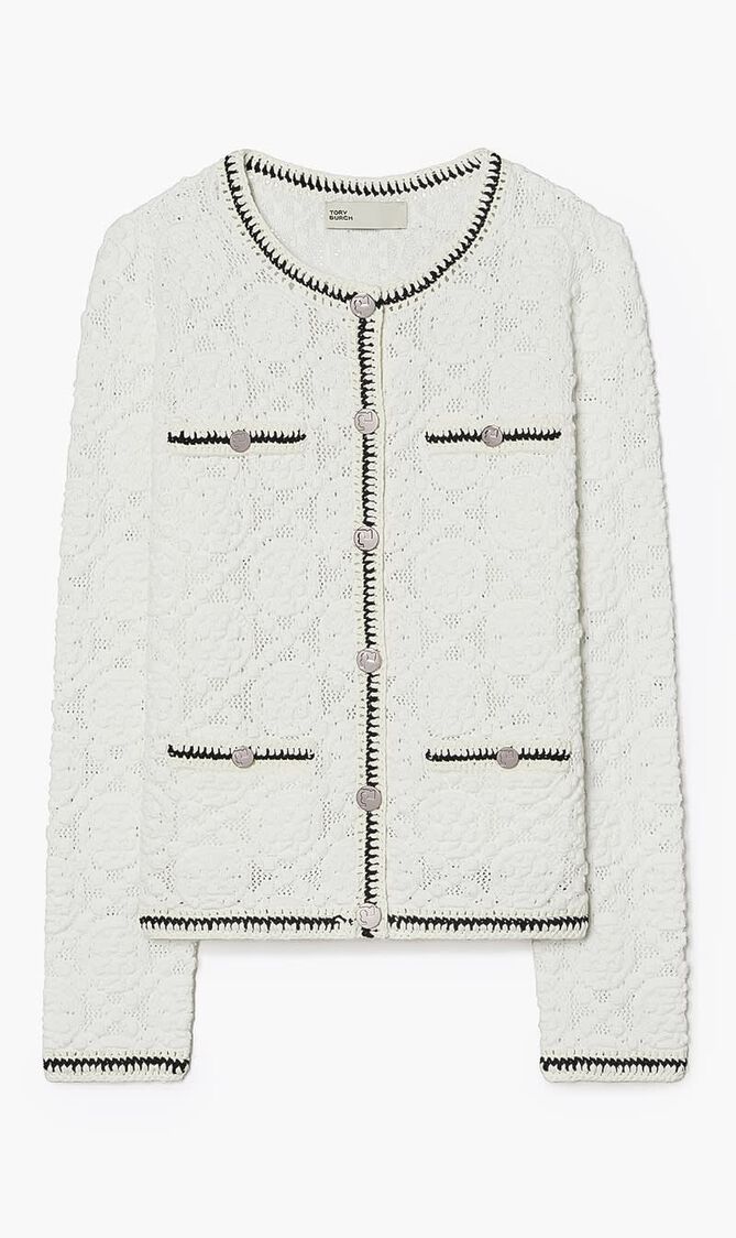 KENDRA LOGO LACE CARDIGAN