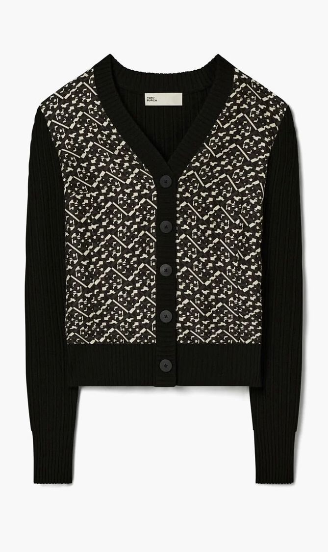 Silk Front Wool Cardigan