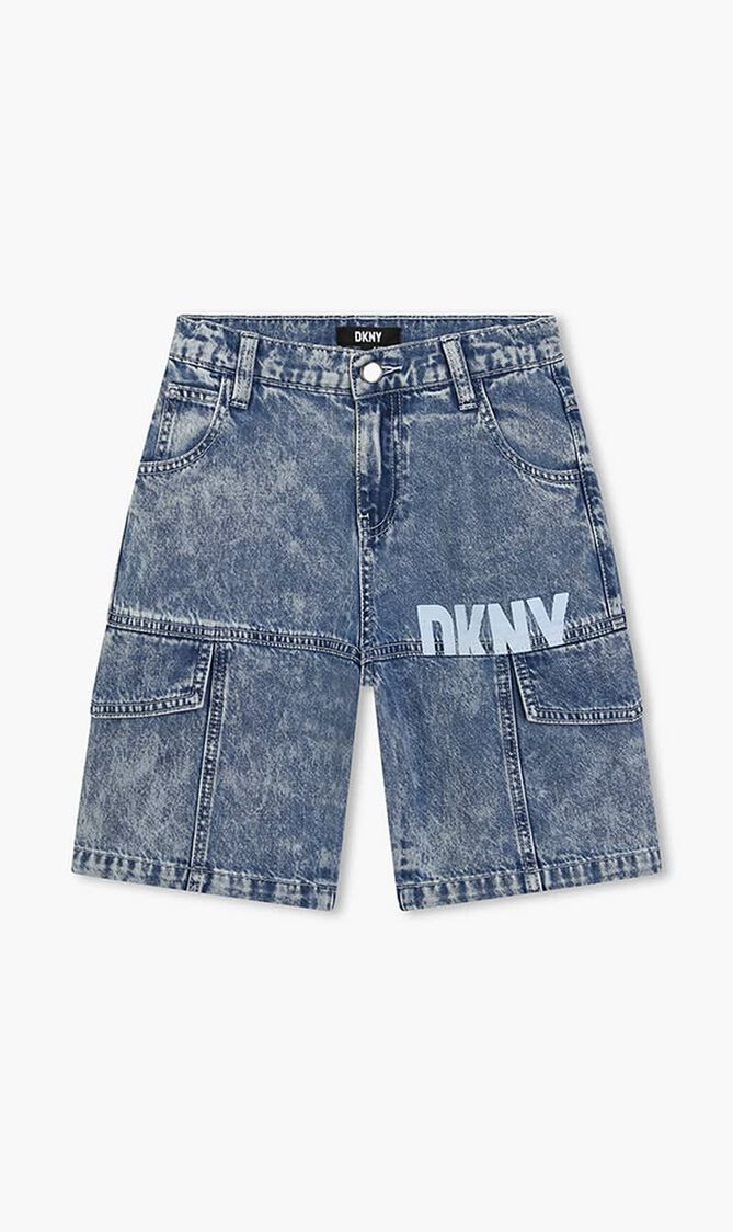 Logo Print Denim Shorts