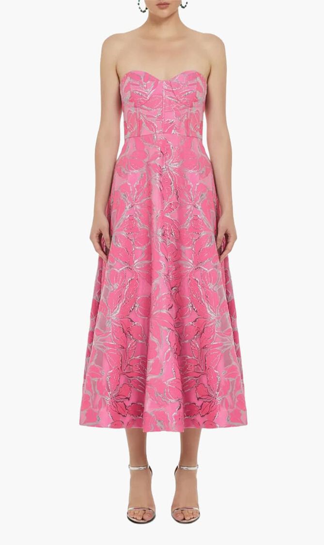 Amelia Floral Jacquard Midi Dress