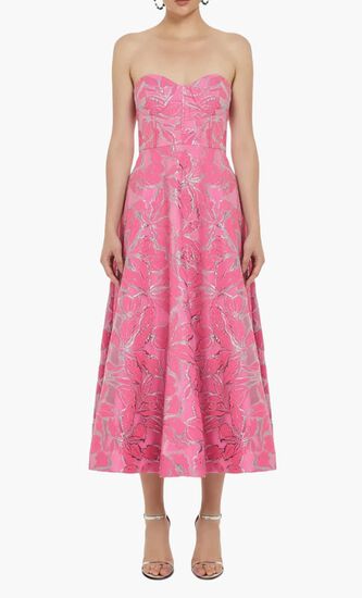 Amelia Floral Jacquard Midi Dress