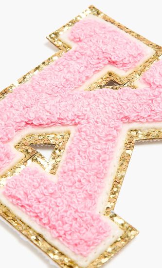 Chenille Sparkle Letter 'K' patch