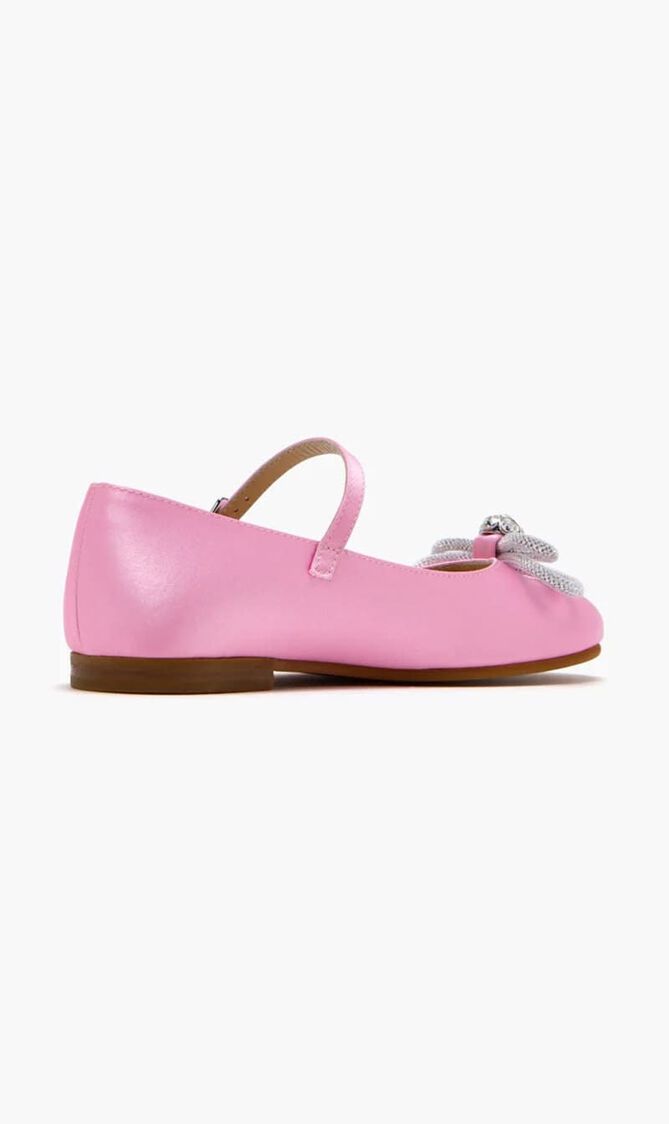 DOUBLE BOW PINK SATIN MINI BALLERINA