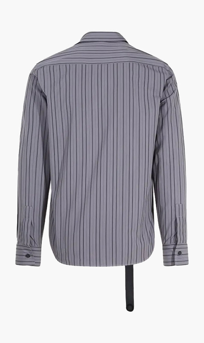 BUCKLEUP POPL STRIPE SHIRT DARK GREY BLA