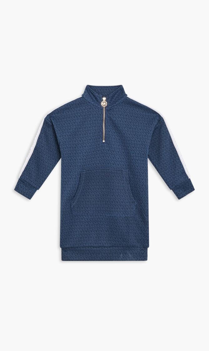 Monogram Pattern Long Sleeve Dress