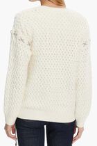 Elliss Rhinestone Chain Open-Stitch Crewneck Sweater