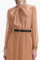 TAN DOT MESH MAXI DRESS