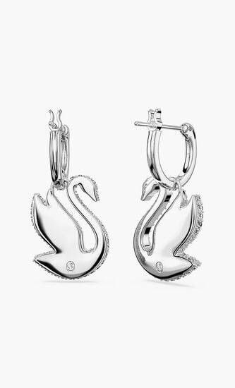 SJC ICONIC SWAN PE HOOP EARRINGS WHI/RHS
