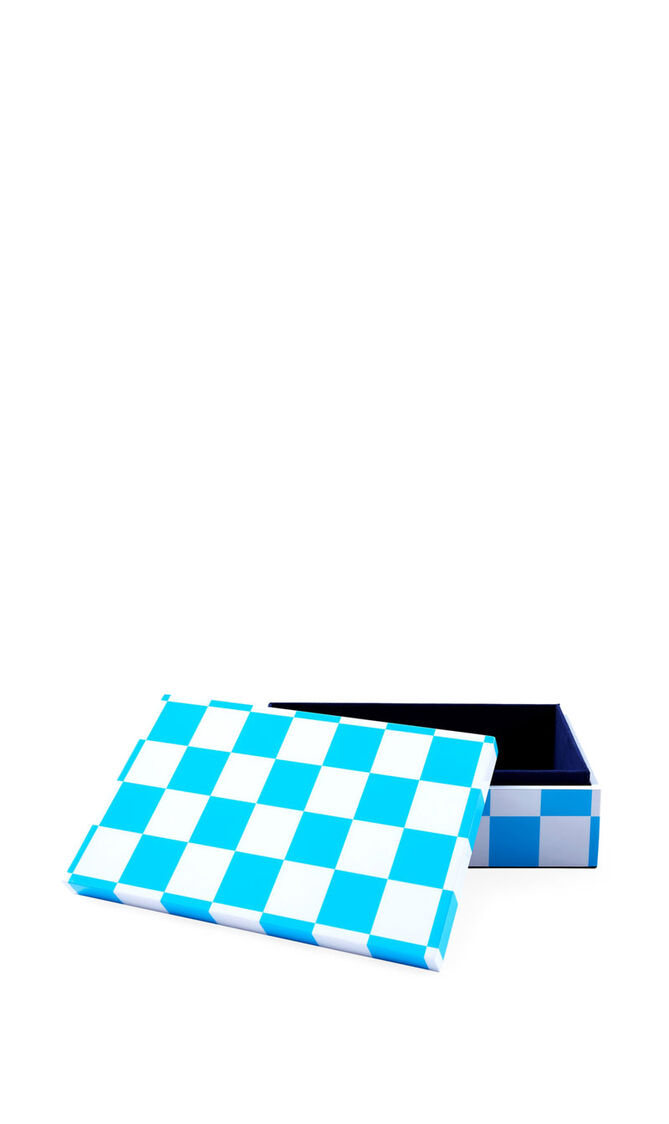 JNR LACQUER CHECKERBOARD BOX - MEDIUM - BLUEWHITE
