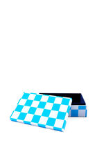JNR LACQUER CHECKERBOARD BOX - MEDIUM - BLUEWHITE