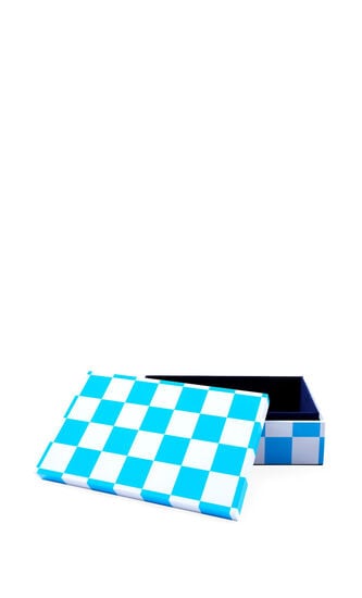 JNR LACQUER CHECKERBOARD BOX - MEDIUM - BLUEWHITE