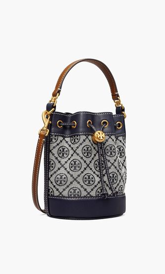 T MONOGRAM JACQUARD MINI BUCKET BAG