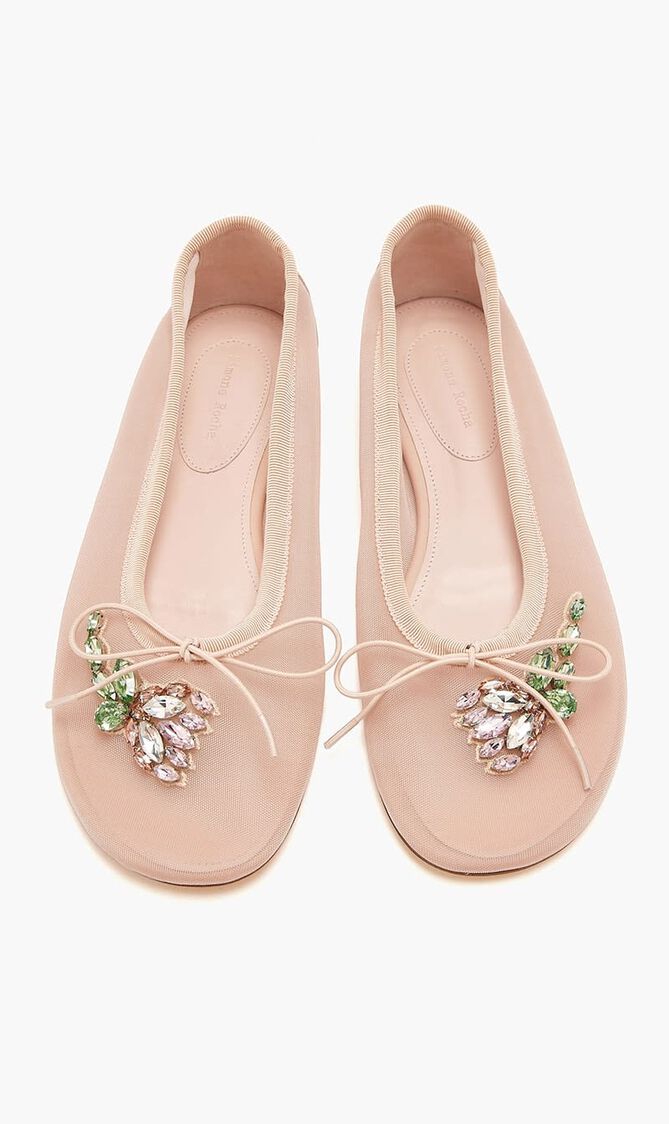 Embellished Flower Mesh Ballerinas
