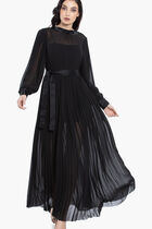 Pleated Maxi Shirt Dress