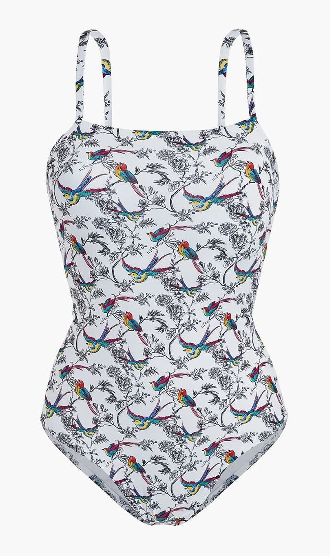 Rainbow Birds Crossed Back Strap One Piece Swimsuit