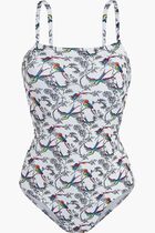 Rainbow Birds Crossed Back Strap One Piece Swimsuit