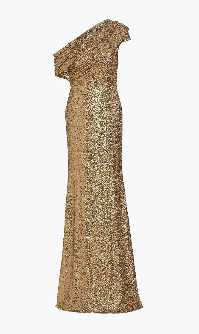 Draped One-Shoulder Sequin