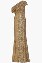 Draped One-Shoulder Sequin