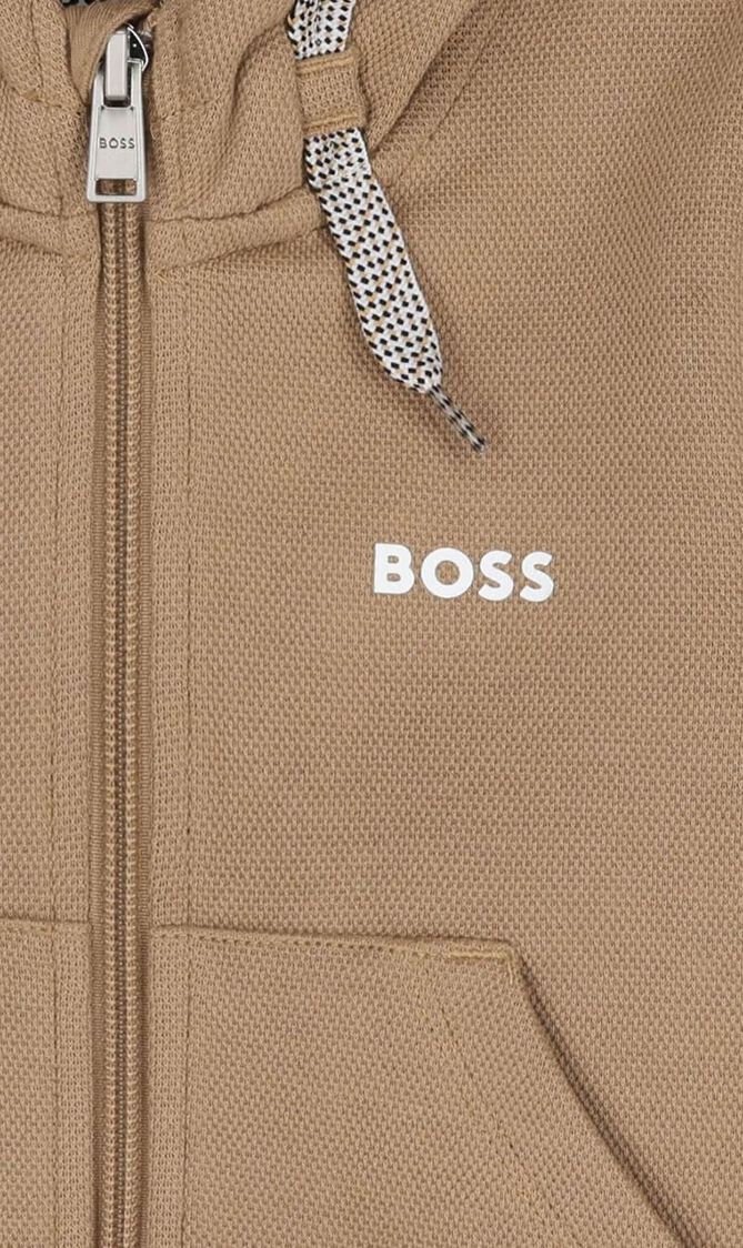 Logo Hooded Zip Up Top