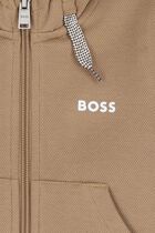 Logo Hooded Zip Up Top