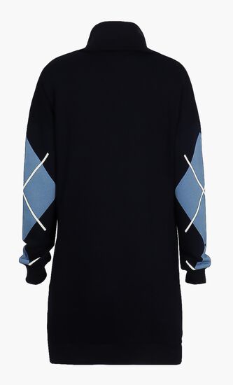 Jacquard Patterned Fleece Sweatshirt Dress