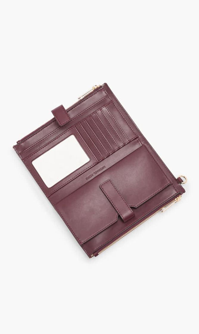 Jet Set Metallic Logo Jacquard Wristlet