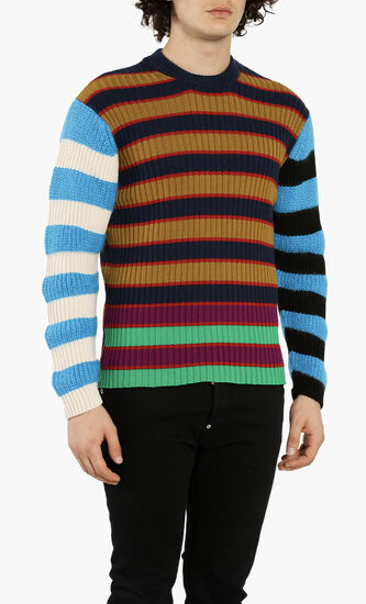 Crew-Neck Stripes Sweater