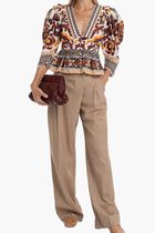 Toucans Scarf Cream Puffed Sleeve Blouse