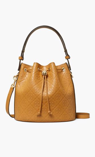 T Monogram Leather Bucket Bag