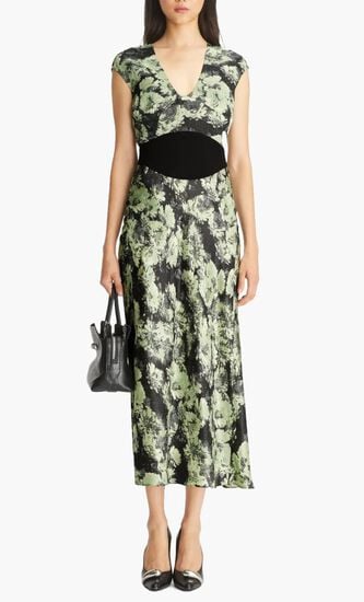 PRINTED U-NECK VISCOSE DRESS