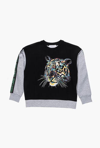 Tiger Print Tape Sweatshirt