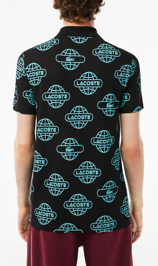 Globe Print Polo Shirt