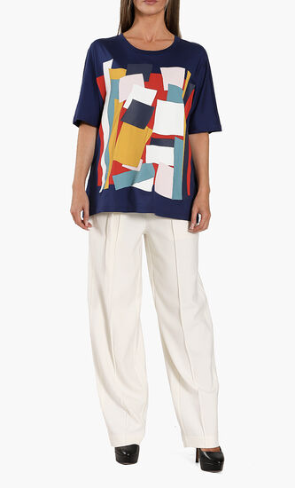 High-Waisted Flowy Wool Pants