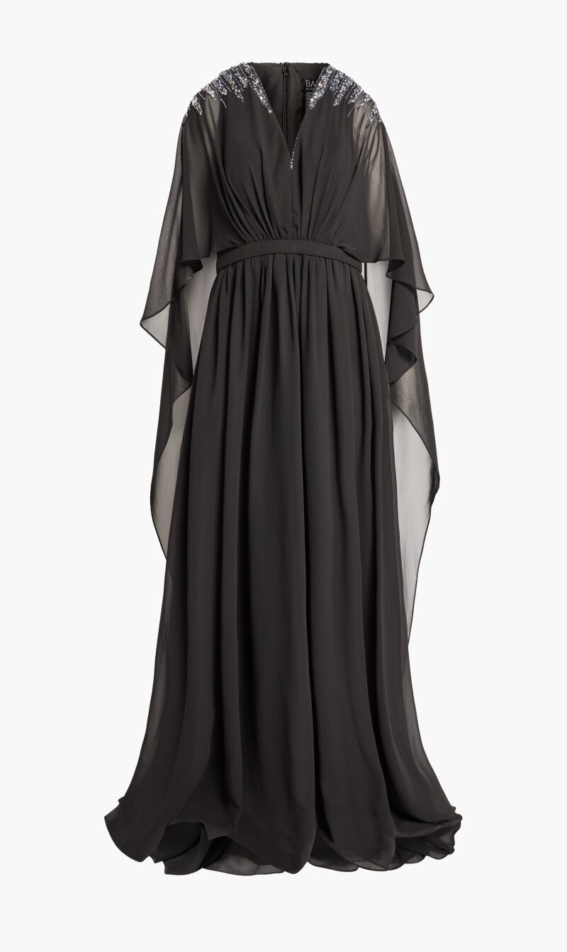 Buy BASIX BLACK LABEL Chiffon Caplet Beaded Gown for SAR 665.00 The Deal Outlet