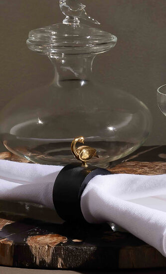 Heron Napkin Ring Black