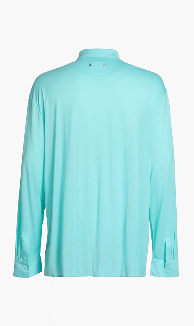 قميص جيرسيه بأكمام طويلة ولون سادة