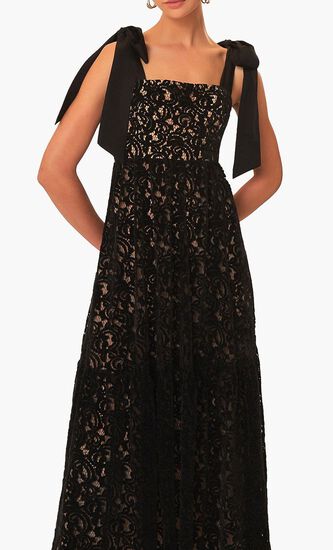 BLACK VELVET LACE SLEEVELESS MAXI DRESS
