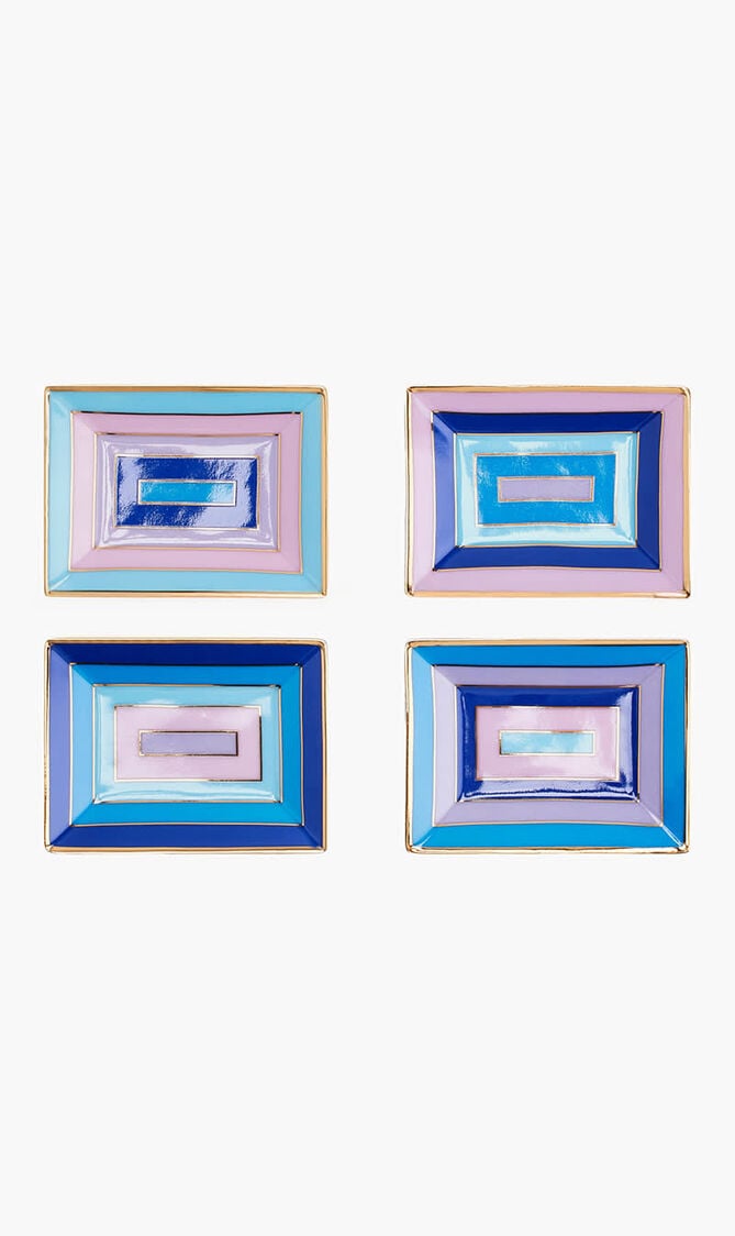Scala Trinket Tray Rectangular Small Blue Set Of 4