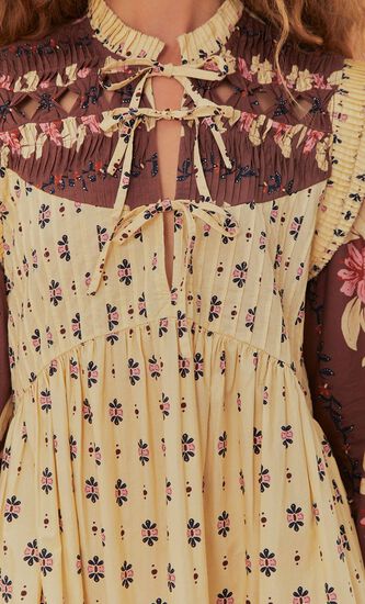 Floral Cream Open Yoke Mini Dress