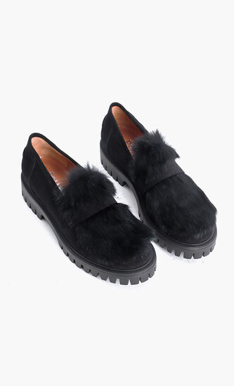 Suede Fur Loafers